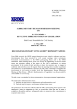 Recommendations by Civil Society Representatives