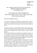 Keynote Speech by Prof. Ombretta Fumagalli Carulli &ndash; Professor of Canon and Ecclesiastical Law, Faculty of Law, Catholic University of the Sacred Hearth, Italy