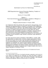 Contribution by Church of Scientology, Religious Discrimination in France, 2009