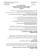 Contribution by Kazakhstan, Inter-ethnic dialogue, The Kazakhstan model of peaceful coexistence and preservation of inter-ethnic stability
