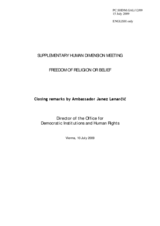 Closing Remarks by Amb. Lenarcic, Director ODIHR