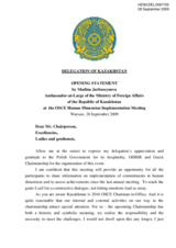 Opening Statement of the Delegation of Kazakhstan, by Madina Jarbussynova