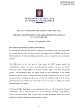 Opening Statement By The Ambassador Of Norway, H.E. Guttorm Vik