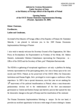 Address by Ms. Grazyna Bernatowicz, Under-Secretary of State at the Ministry of Foreign Affairs of the Republic of Poland