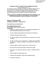 Compilation of Written Recommendations, Working Sessions 1-3