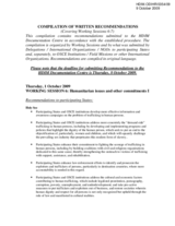 Compilation of Written Recommendations, Working Sessions 6-7