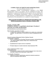 Compilation of Written Recommendations, Working Sessions 12-13