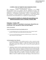 Compilation of Written Recommendations, Working Sessions 14-15