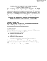 Compilation of Written Recommendations, Working Sessions 16-17