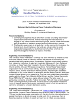 Statement by the Universal Peace Federation of Germany