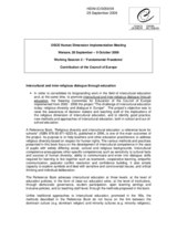 Contribution of the Council of Europe on intercultural and inter-religious dialogue through education