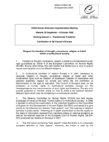 Respect for freedom of thought, conscience, religion or belief within a multicultural society