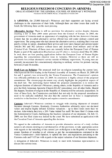 Religious Freedom Concerns in Armenia