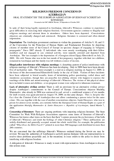 Religious Freedom Concerns in Azerbaijan