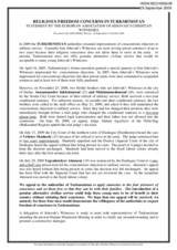 Religious Freedom Concerns in Turkmenistan