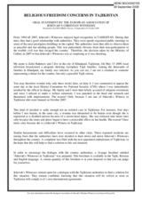 Religious Freedom Concerns in Tajikistan