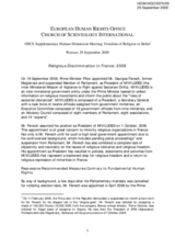 Statement on Religious Discrimination in France: 2009