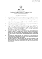 Recommendations regarding Freedom of Thought, Conscience, Religion or Belief