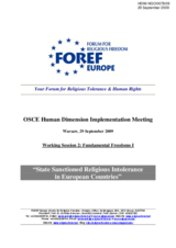 Contribution on State Sanctioned Religious Intolerance in European Countries