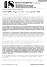 An article - KAZAKHSTAN: Religious freedom survey, September 2009