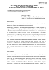 Statemnet by Ms. Karine Soudjian Head of Human Rights and Humanitarian Issues Desk Ministry of Foreign Affairs of the Republic of Armenia