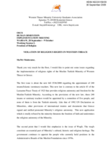 Violation Of Religious Rights In Western Thrace