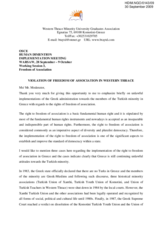 Statement on Violation of Freedom of Association in Western Thrace