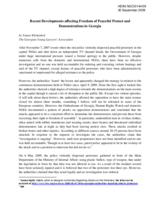 Contribution on Recent Developments affecting Freedom of Peaceful Protest and Demonstrations in Georgia
