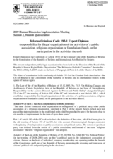 Belarus Criminal Code 193-1 Expert Opinion