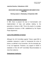 Statement by Ms. Jasminka Dzumhur, Ombudsmen of BiH