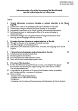 Information on the policy of the Government of the Slovak Republic regarding national minorities and ethnic groups