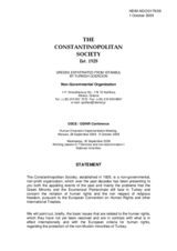 Statement on Greek Minority in Turkey