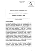 Contribution - Council of Europe Activities in the Field of Protection of National Minorities