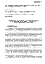The Provision of the Right to Non-discrimination in the Republic of Azerbaijan and the Role of the Ombudsman in this Field