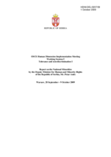 Report on the National Minorities by the Deputy Minister for Human and Minority Rights of the Republic of Serbia, Mr. Petar Antic
