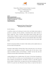 Statement on Problems the Turks of Western Thrace With Specific Focus on Education