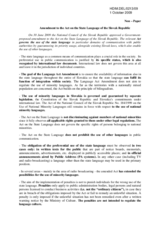 Amendment to the Act on the State Language of the Slovak Republic