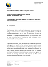 EU Statement onTolerance and Non-Discrimination I