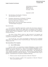 Tolerance and Non-discrimination in Tajikistan:  An Oral Statement with Supplementary Material