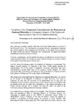 Presentation on Violations of the Framework Convention for Protection of National Minorities in Lithuania