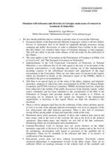 Statement on the Situation with Tolerance and Diversity in Georgia; Main Areas of Concern in Treatment of Minorities