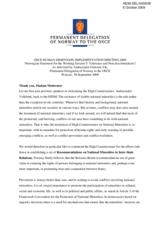 Norwegian Statement on Tolerance and Non-discrimination, as delivered by Ambassador Guttorm Vik, Permanent Delegation of Norway to the OSCE