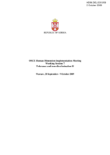 THE REPUBLIC OF SERBIA&rsquo;S PROGRESS IN APPLICATION OF OBLIGATIONS OF THE OSCE COUNTRIES ON HUMAN DIMENSION, RELATED TO WORKING THEME NO.7 (EQUALITY OF WOMEN AND MEN)