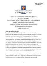 Statement by Mr. Bard Ivar Svendsen, on Implementation of the OSCE Action Plan to Combat Trafficking in Human Beings