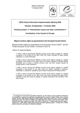 Migrant workers rights as guaranteed by the European Social Charter