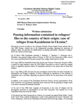 Passing information contained in refugees&rsquo; files to the country of their origin: case of refugee from Kazakhstan in Ukraine?