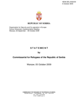 Statement by Commissariat for Refugees of the Republic of Serbia
