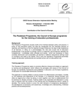 The Pestalozzi Programme, the Council of Europe programme for the training of education professionals