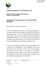 EU statement on Human Rights Education (referring to Working Sessions 8 and 9)