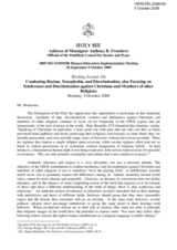 Address by Monsignor Anthony R. Frontiero, on Combating Racism, Xenophobia, and Discrimination, also Focusing on Intolerance and Discrimination against Christians and Members of other Religions